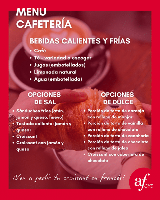 Cafeteria Alianza Francesa Urdesa menu
