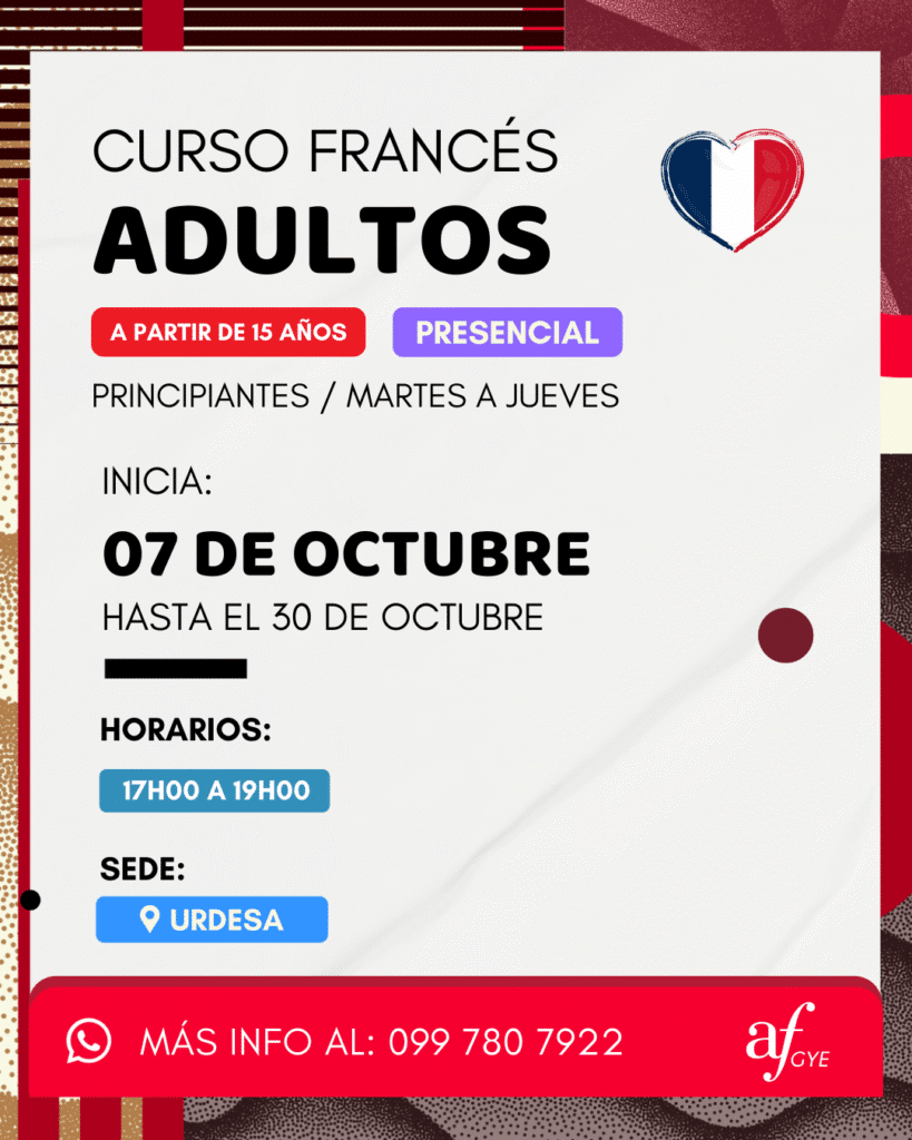 Curso de francés Adultos en guayaquil y samborondon y en linea, on line