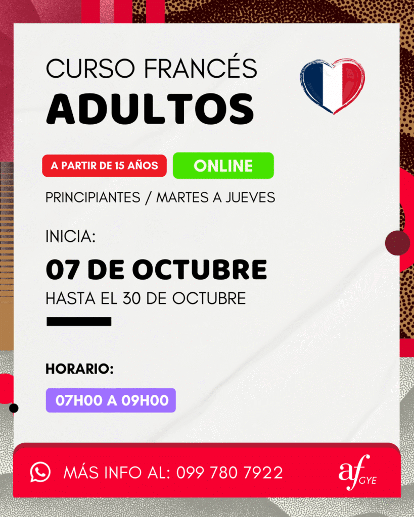 Curso de francés Adultos en guayaquil y samborondon y en linea, on line