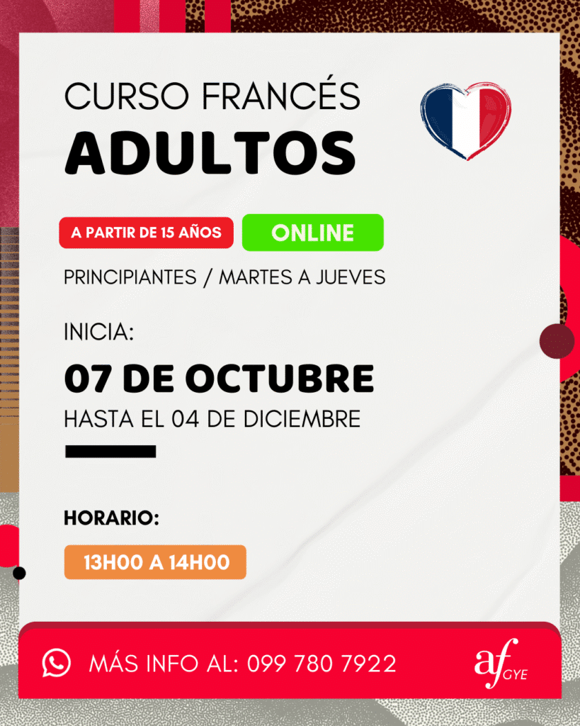 Curso de francés Adultos en guayaquil y samborondon y en linea, on line