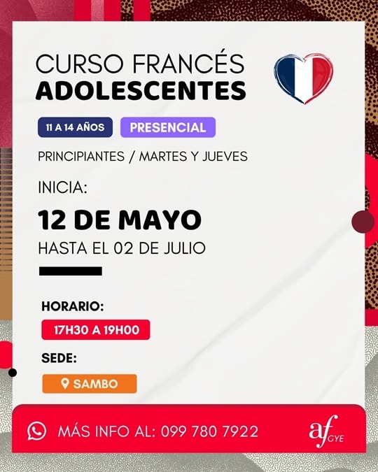 curso de francés adolescentes martes a jueves