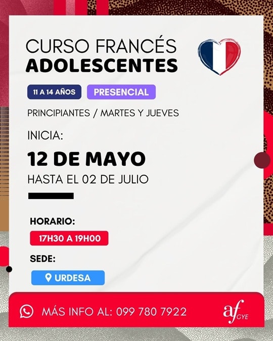 curso de francés adolescentes martes a jueves urdesa