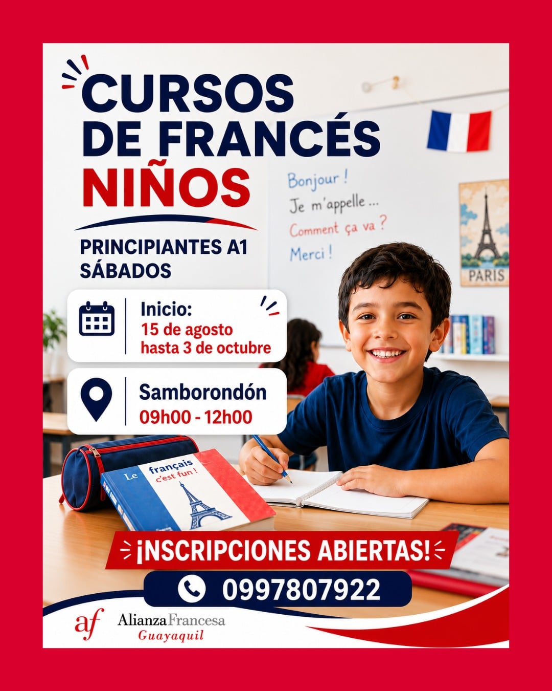 cursos de frances para niños en guayaquil y samborondon los sabados