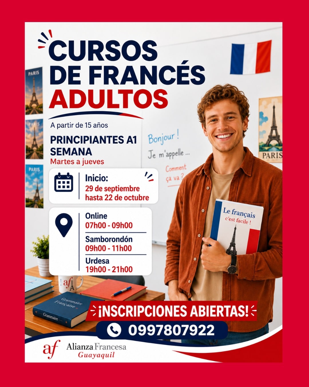 cursos de frances entre semana en guayaquil y samborondon