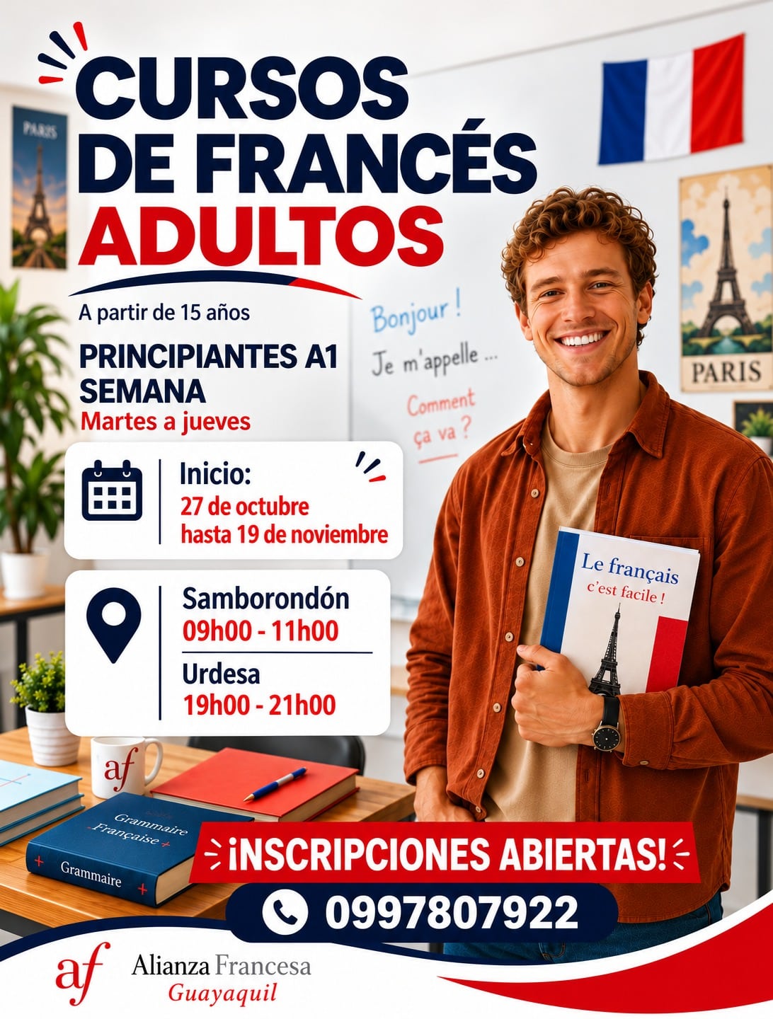 Cursos de frances Adultos entre semana presencial